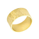 Solid Gold Hammered 10 Millimeter Wedding Band