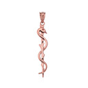 Asclepius Medicine Symbol Pendant Necklace in Rose Gold