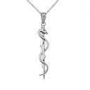 Asclepius Medicine Symbol Pendant Necklace in White Gold