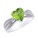 Genuine Diamond and Heart shaped Personalized Genuine Birthstone Ring  in Sterling Silver