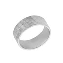 Solid White Gold Hammered 8 Millimeter Wedding Band