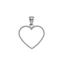 Two Sided Beaded Open Heart Pendant Necklace in Sterling Silver (0.9")