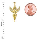 Yellow Gold Angel Diamond Pendant with measurement