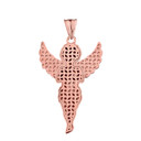 Diamond Angel Pendant Necklace in Rose Gold