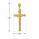 Gold Crucifix Pendant Jesus Cross Necklace (1.18") (Available in Two-Tone Gold, Yellow Gold, Rose Gold, White Gold)
