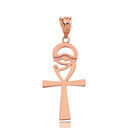 Rose Gold Egyptian Ankh Cross Eye of Horus Wedjet Pendant