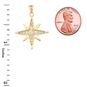 Cubic Zirconia North Star Pendant Necklace in Yellow Gold