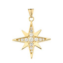 Cubic Zirconia North Star Pendant Necklace in Yellow Gold