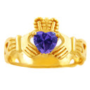Gold Claddagh Trinity Band with Heart Birthstones