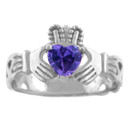 Gold Claddagh Trinity Band with Heart Birthstones