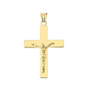 Solid Cross in Crucifix Yellow Gold (1.8")