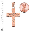 Hammered Solid Cross in Rose Gold (1.8")