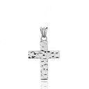 Hammered Solid Cross in White Gold (1.3")