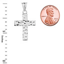 Hammered Solid Cross in Sterling Silver (1.3")