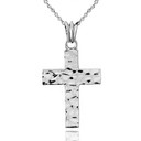 Hammered Solid Cross in Sterling Silver (1.8")