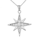 Diamond North Star Pendant Necklace in White Gold