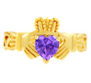 Gold Claddagh Trinity Band with Alexandrite CZ Heart