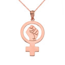 Woman Power Pendant Necklace in Gold (Yellow/Rose/White)
