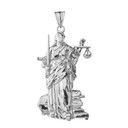 Lady Justice Pendant Necklace in White Gold