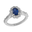 Vintage Style Genuine Sapphire Stone Ring in Sterling Silver