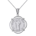 Solid White Gold Saint Jude Pray For Us Diamond Circular Frame Pendant Necklace
