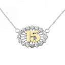 15 Quinceañera Necklace in 14K Two Tone White & Yellow Gold