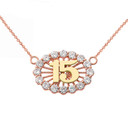 15 Quinceañera Necklace in 14K Two Tone Rose & Yellow Gold