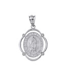 Sterling Silver Our Lady of Guadalupe Pray For Us CZ Oval Frame Pendant Necklace