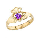 Birthstone Claddagh with Crown Ring in Gold