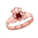 Birthstone Claddagh with Crown Ring in Rose Gold