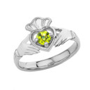 Birthstone Claddagh with Crown Ring in Sterling Silver