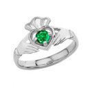 Birthstone Claddagh with Crown Ring in Sterling Silver