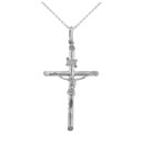 White Gold Crosses and Crucifixes -Crucifix Pendant Necklace - Small