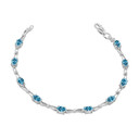 Blue Topaz Gemstone Tennis Bracelet in White Gold