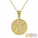 Wiccan Heptagram Faery Star Circle Pendant Necklace in Gold (Yellow/Rose/White)