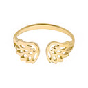 Solid Gold Dainty Filigree Angel Wings Adjustable Ring
