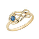 Genuine Sapphire Roped Infinity Ring in Gold