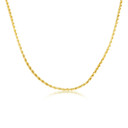 3mm 10K Gold Diamond Cut Hollow Rope Twisted Chain Link Necklace