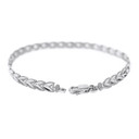 Solid White Gold Chevron Leaf Link Sparkle Cut Women's Bracelet (5.33 mm)