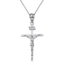 Sterling Silver Jesus of Nazareth INRI Thin Crucifix Cross Pendant Necklace