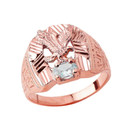 Soaring Eagle Lucky Horseshoe Statement Ring in Rose Gold with CZ