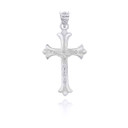 White Gold Fleurie Fleur-de-lis Crucifix Pendant