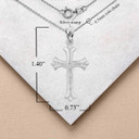Sterling Silver Fleurie Fleur-de-lis Crucifix Pendant Necklace with Measurement