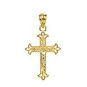 Solid Gold Fleur De Lis Filigree  Pendant Necklace(Available in Yellow/Rose/White Gold)