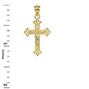 Solid Gold Fleur De Lis Filigree  Pendant Necklace(Available in Yellow/Rose/White Gold)