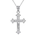 Solid Gold Fleur De Lis Filigree  Pendant Necklace(Available in Yellow/Rose/White Gold)