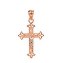 Solid Gold Fleur De Lis Filigree  Pendant Necklace(Available in Yellow/Rose/White Gold)