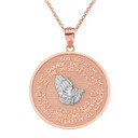 Solid Two-Tone Rose/White Gold Serenity Prayer Medallion Necklace
