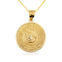 Solid Gold Serenity Prayer Medallion Necklace S/L (Available in Two-Tone Gold, Yellow Gold, Rose Gold, White Gold)