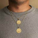 Solid Gold Serenity Prayer Medallion Necklace S/L (Available in Two-Tone Gold, Yellow Gold, Rose Gold, White Gold)